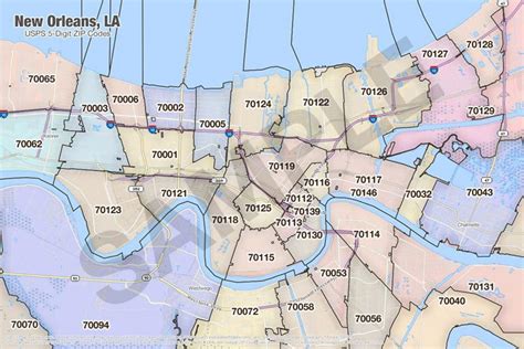 MAP New Orleans Zip Codes Map